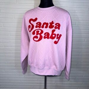 Grayson Threads Pink Santa Baby Oversized Holiday Sweater, Women’s Size XS